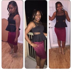 Mid length versatile burgundy pencil skirt!